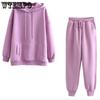 Herbst Winter Damen Trainingsanzug Dicker Fleece-Baumwollanzug 2-teiliges Set Kapuzenpullover Sweatshirt und lockere lange Hosenanzüge