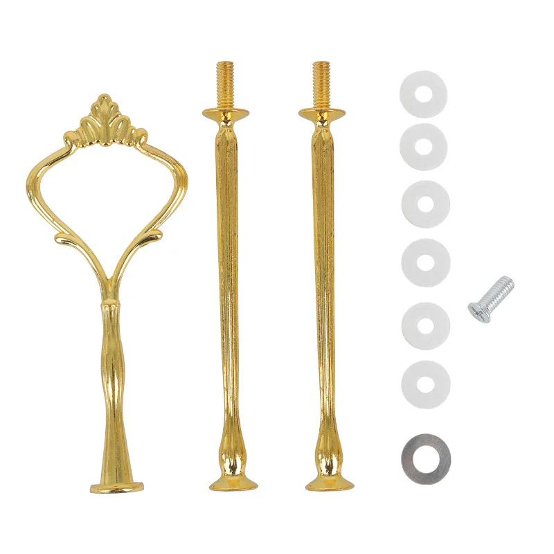1/2/3 Tiers Zinc Alloy Crown Cake Stand Pillar Without Plate Desserts Fruits Cookie Rack Handle Wedding Party Accessories