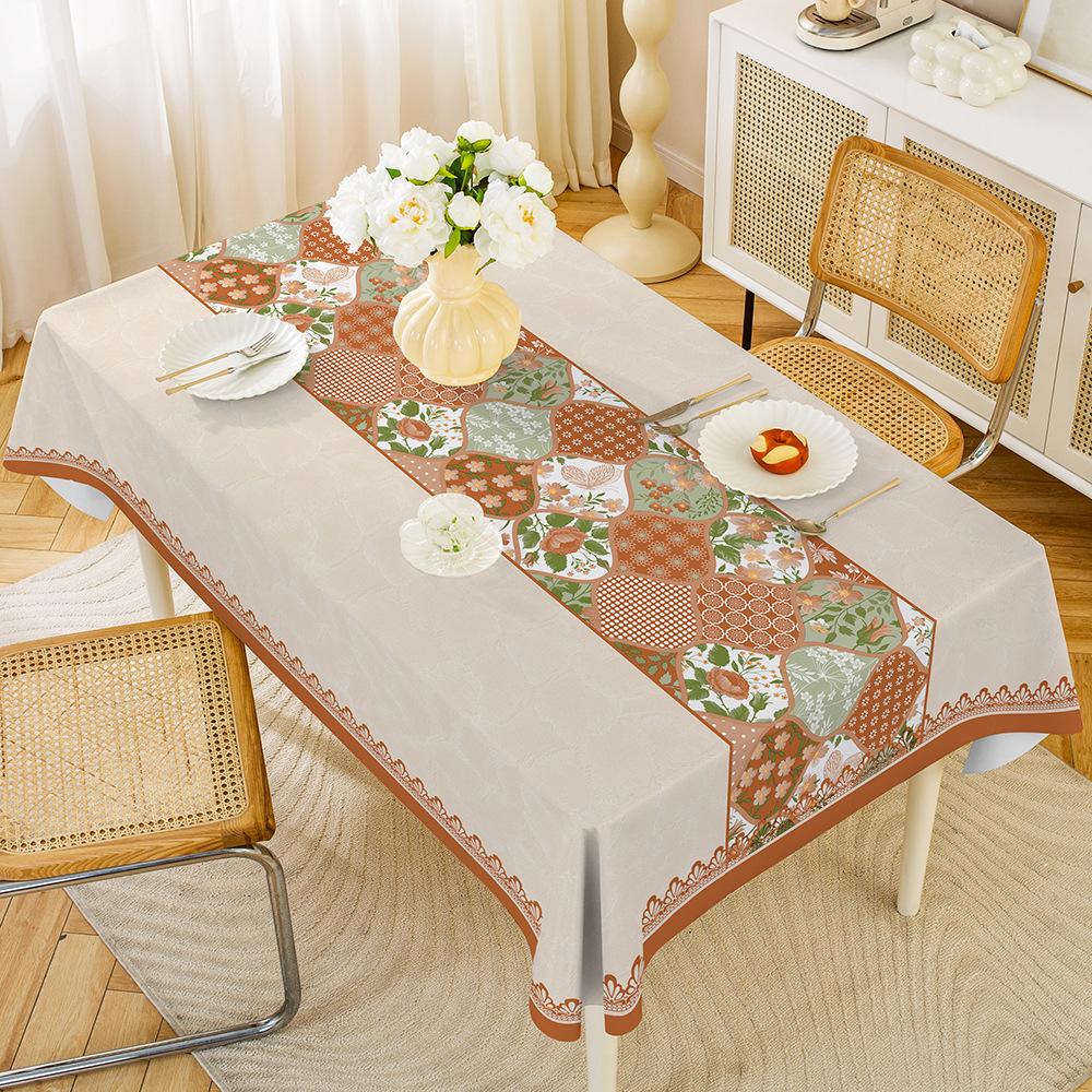 1PC Modern Simple PVC Dining Table Cloth Waterproof Oil-proof Anti-scalding Leave-in Table Cloth Non-slip Thermal Insulation