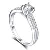 2 Row Luxurious CZ Rings Female  Sterling Silver Ring Bijoux White 4 Prong Zirconia Wedding Rings for Women
