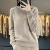 Suéter de cashmere feminino Qinghe cashmere 30% cashmere 70% lã Pulôver de cashmere feminino outono e inverno macio e quente