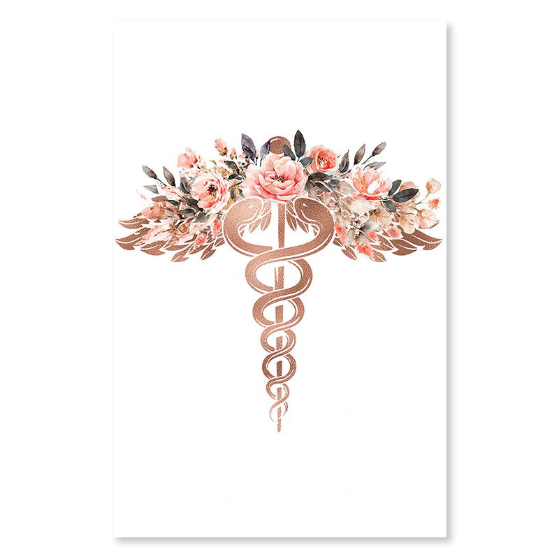 Flower Anatomy Canvas Painting Heart Lungs Skull Organ Poster Stethoscope Wall Art Printed Picture Medical Education Decoration