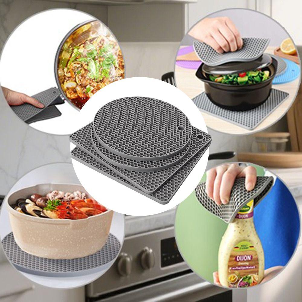 4Pcs/Set Heat-resistant Anti Scalding Mat Silicone Table Mat Tool Tableware Mat Kitchen Countertop