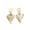 Vintage Heart Earrings: Stylish Light Luxury European & American Design with Off-white Brown Heart-shaped Studs