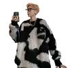 Sweaters for men and women, loose and comfortable plush knitted sweaters in autumn and winter, lazy wind tie-dye trendy high street warm clothes