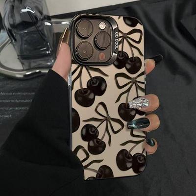 Schwarze Kirsch-Hülle für iPhone 17 Pro Max/16/15 – Beliebt & Trendig