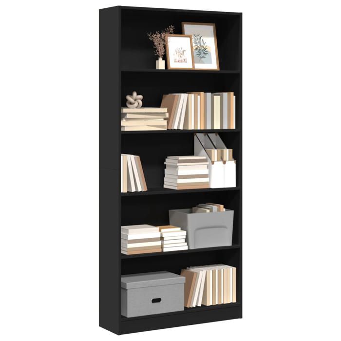 VidaXL Bookcase Black 80x24x176 Cm Engineered Wood, Bookshelf, Book Holder, Book Support, Cabinet of 857854