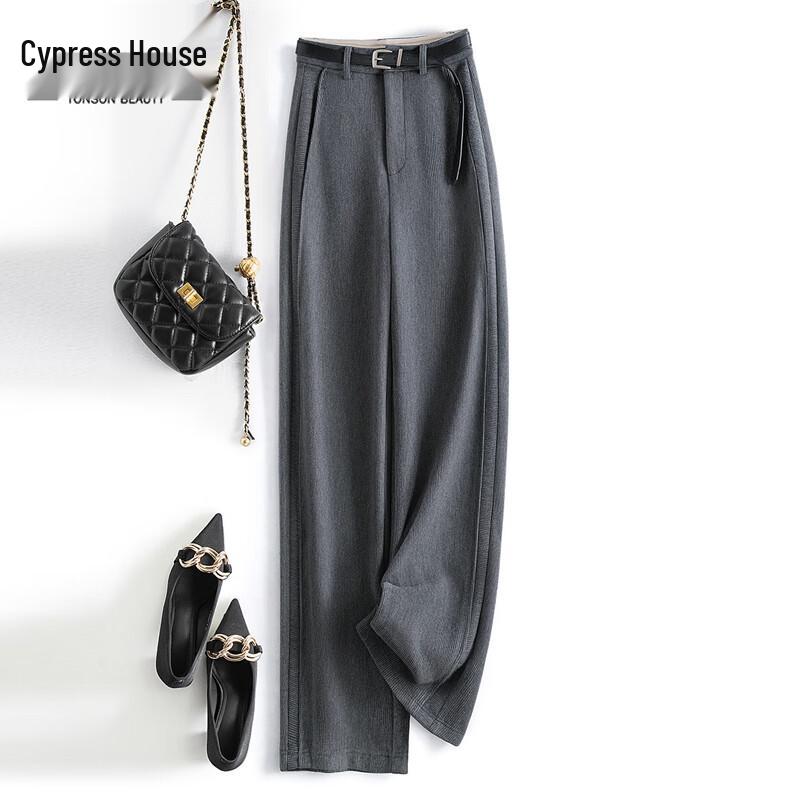 

Sishe 2025 Fall Women s High-Waisted Drape Straight Leg Pants L