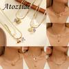 Atoztide Gold Color Shell Conch Necklace for Women Stainless Steel Ceramic Fish Pendant Multiple Styles Necklace Jewelry Gift