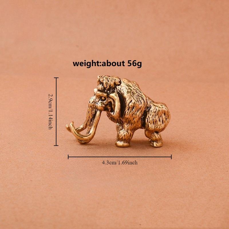 Antique Bronze Cute Mammoth Miniature Figurines Desk Ornament Decorations Accessories Copper Animal Sculpture Home Decor Crafts