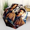 1 PC Automatic Folding Umbrella - Dean Winchester Pattern Portable Foldable Design With 8 Ribs Christmas Birthday Gifts