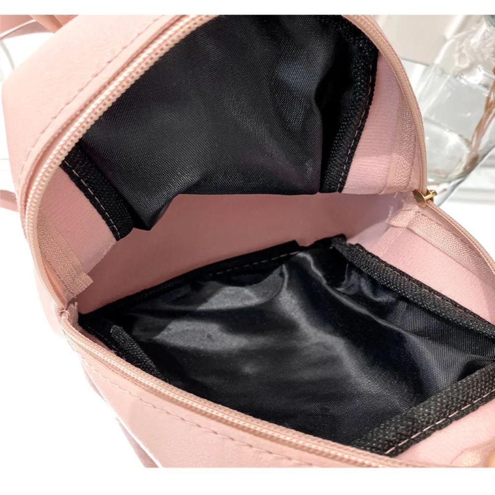 Mini Lingge Embroidery Small Backpack Fashion Solid Color Zipper Women Shoulder Bag Large Capacity PU Leather Travel Rucksack