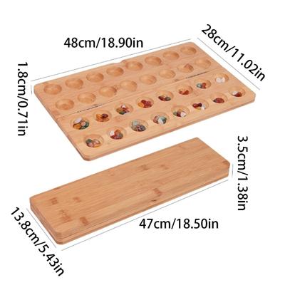 Mancala Jogo de Tabuleiro Estratégia Normal Conjunto de Madeira Dobrável Com 65 Pedras Portátil Para Família