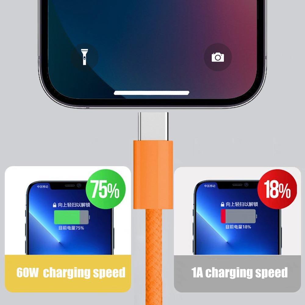 1/2/3m 60W Fast Charging Cable Data Line Type C To Type-C for Iphone 17 Pro Max USBC To C Cable Wire Cord for IPhone 15 16 17