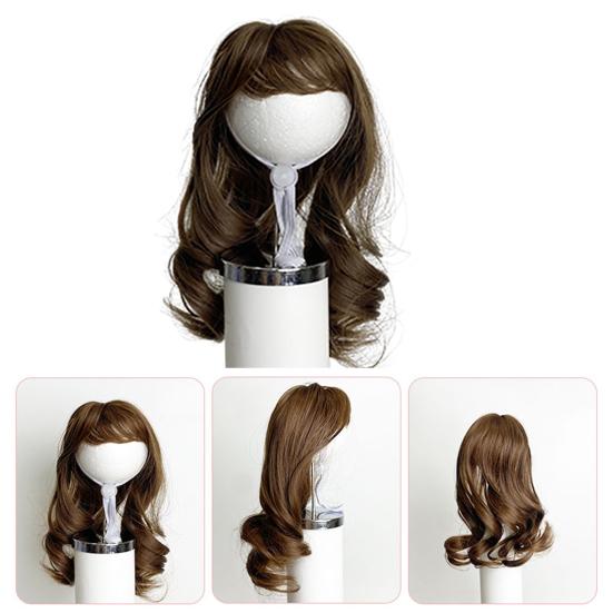 Wavy Dog Wig Cute Pet Wig with Adjustable Elastic Band Long Wavy Hair with Bangs Cat Hairpiece Costume for Cosplay Halloween Christmas Parties