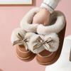 Cotton slippers autumn and winter home warmth velvet thick-soled couple waterproof cotton shoes bow shoes
