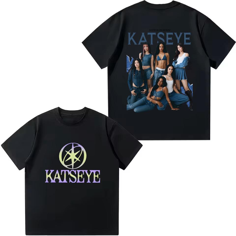 Kpop KATSEYE Kinder T-Shirt Jungen Mädchen Polyester T-Shirt Sommer Kurzarm Tops Katseye Fans Geschenk T-Shirt Harajuku Kinderkleidung