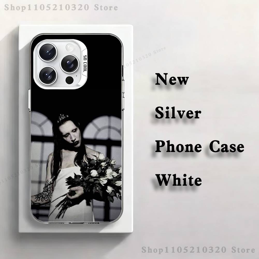 M-Marilyn M-Manson Phone Case For iPhone 17,16,15,14,13,12,11,Mini,Pro,E,MAX White Matte Silicone Whtie Cover