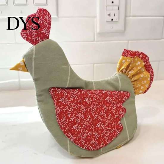 Handmade Chicken Kitchen Decor 2PCS Insulated Oven Mitts, Cute Shape Pot Holders, Heat Resistant Holders Cotton Gloves, for Farmhouse And Baking
