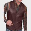 2023 Men's Retro European & American Single-Breasted Leather Vest Jacket