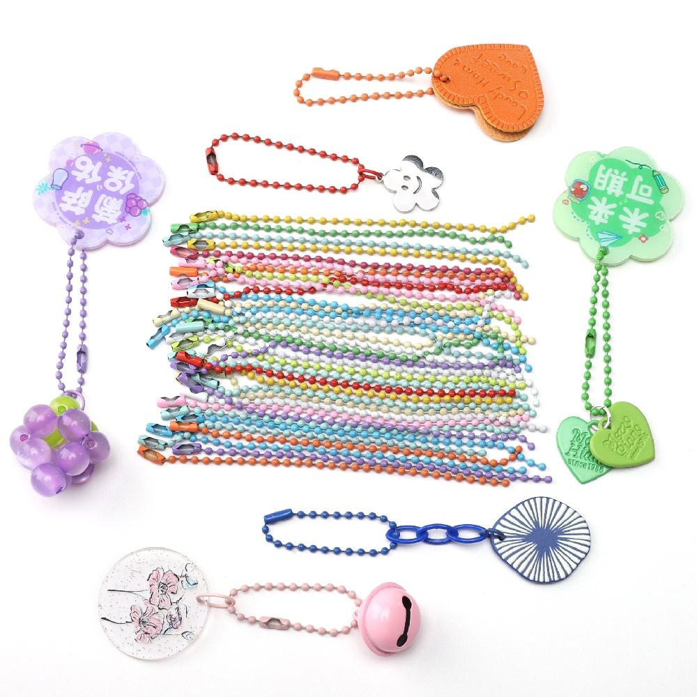 Colorful Ball Bead Connector Chain 20/12cm Fits KeyRing Key Iron Chain Dolls Label DIY Jewelry Making Toy Hanging Chain