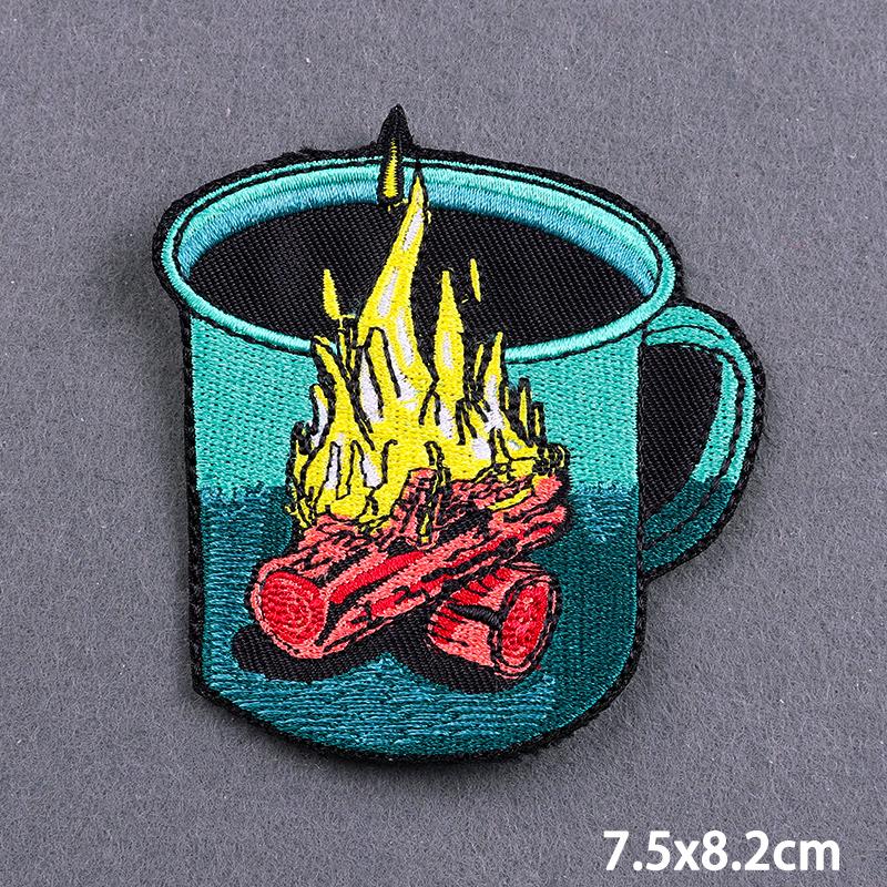Outdoors Adventure Iron On Patches Sunrise Or Sunset Landscape Embroidery Patches For Clothes, Jeans, Jackets And Backpacks