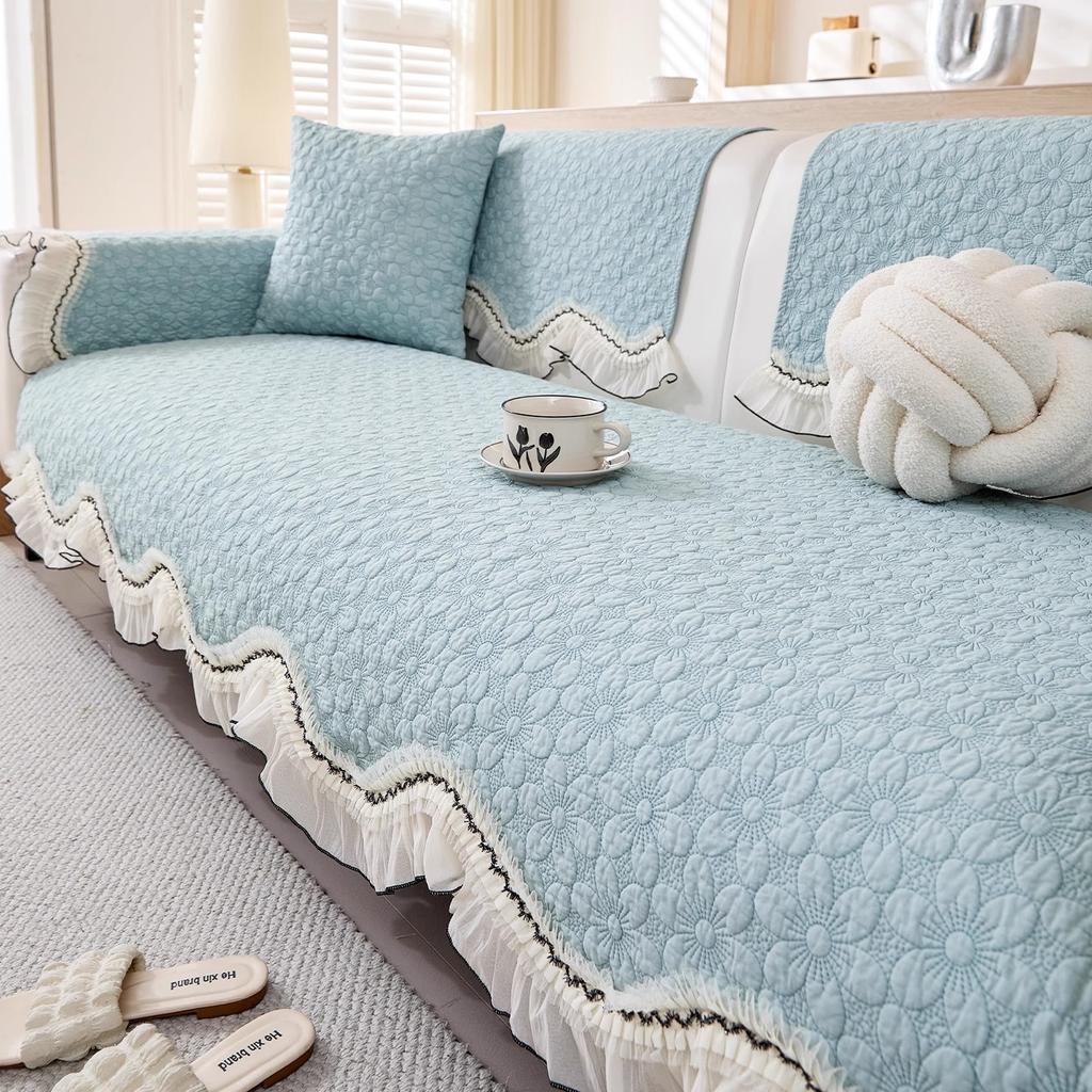 2025 New Pastoral Xiaoxiangfeng Pure Cotton Sofa Cushion, Universal Non-slip Seat Cushion In All Seasons, Cotton Fabric Cover Towel