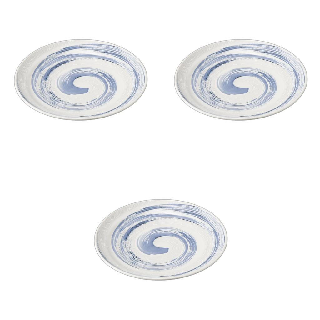 Set of 3 Kohiki Seiryu Pasta Plates x Large Ceramic Plates by Setomonohonpo [25.6 3.2cm]