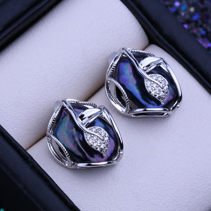 Natural Freshwater Big Baroque Pearl 925 Sterling Silver Stud Earrings Wedding Jewelry Gifts For Women Wholesale