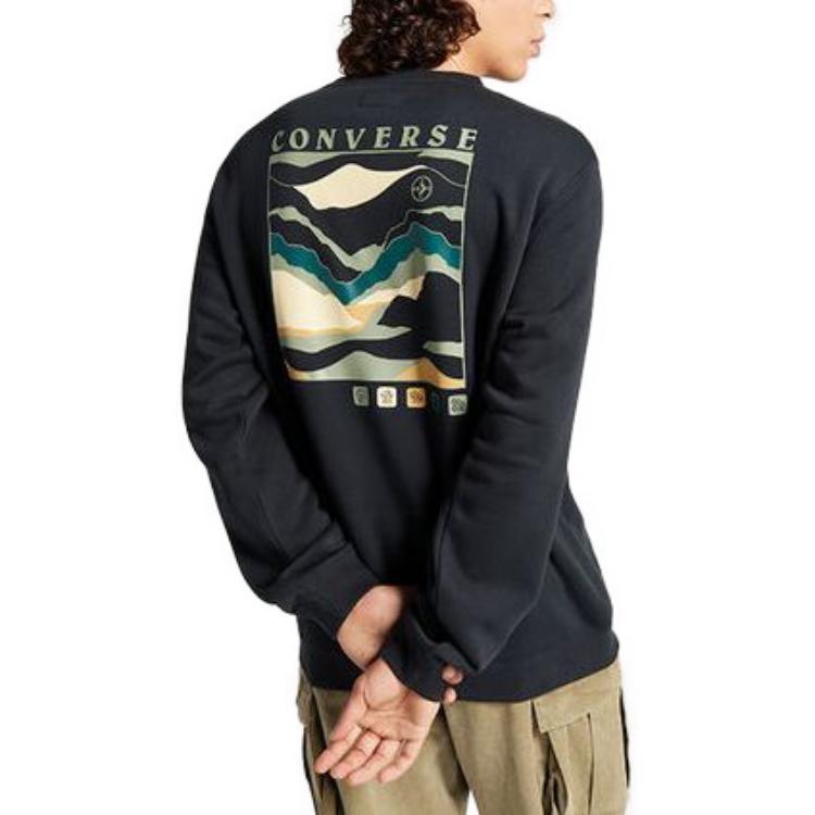Converse Chuck Taylor All Star Winter Art Graphic Crew Sweatshirt Asia Sizing 'Black' Men's 10025632-A01