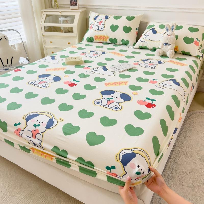 Pure Cotton Bed Sheet Set Cartoon Design Twin Full Size Four Seasons Bedding 100% Cotton Mattress Protector Fresh Style Bed Cover 3 Piece Set