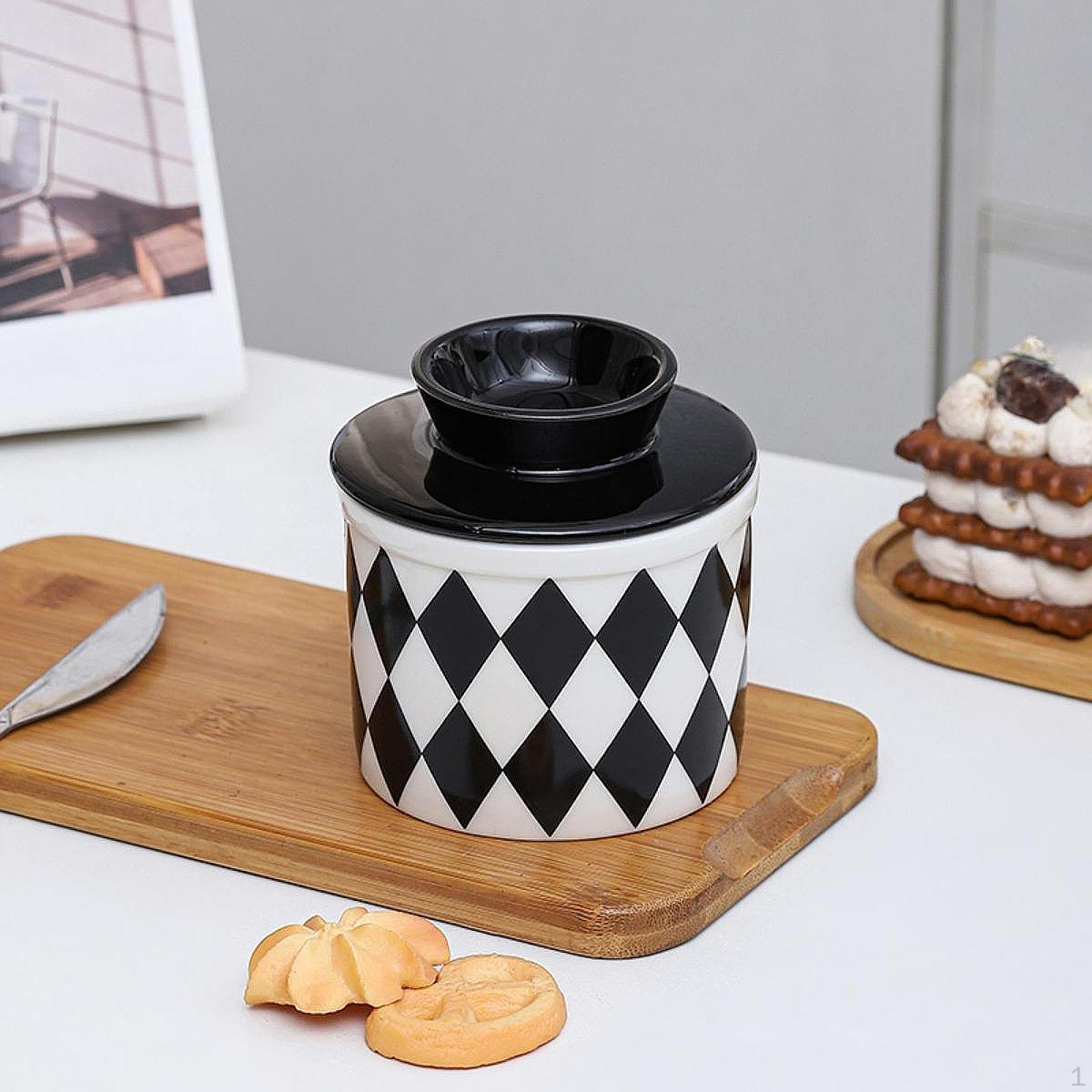 

Керамическая банка для масла, практичная, элегантная, для кухни, Rhombic Grid