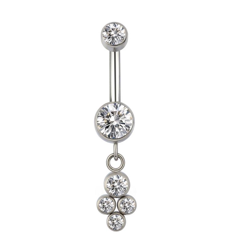 ASTM F136 Titanium PIERC Pendant Curved Navel Barbell Shiny CZ Sexy Belly Dance Earrings Bellybutton Helix Body Piercing Jewelry