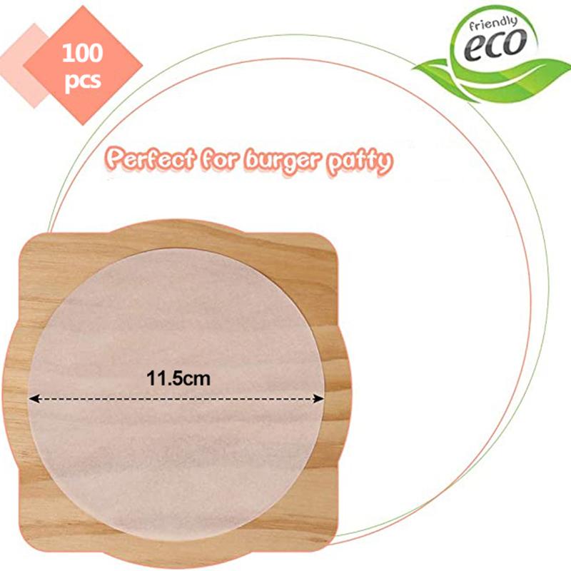 50/100pcs Round Burger Patty Paper Non Stick Freezer Parchment Paper for Beef Patties Baking Cooking Food Wrap