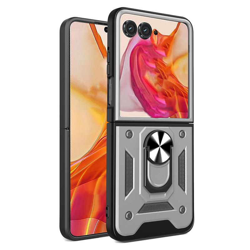 Kryt na telefon s posuvným krytem fotoaparátu pro Motorola Moto Razr 50 Ultra Nárazuvzdorný Vestavěný 360° stojánek