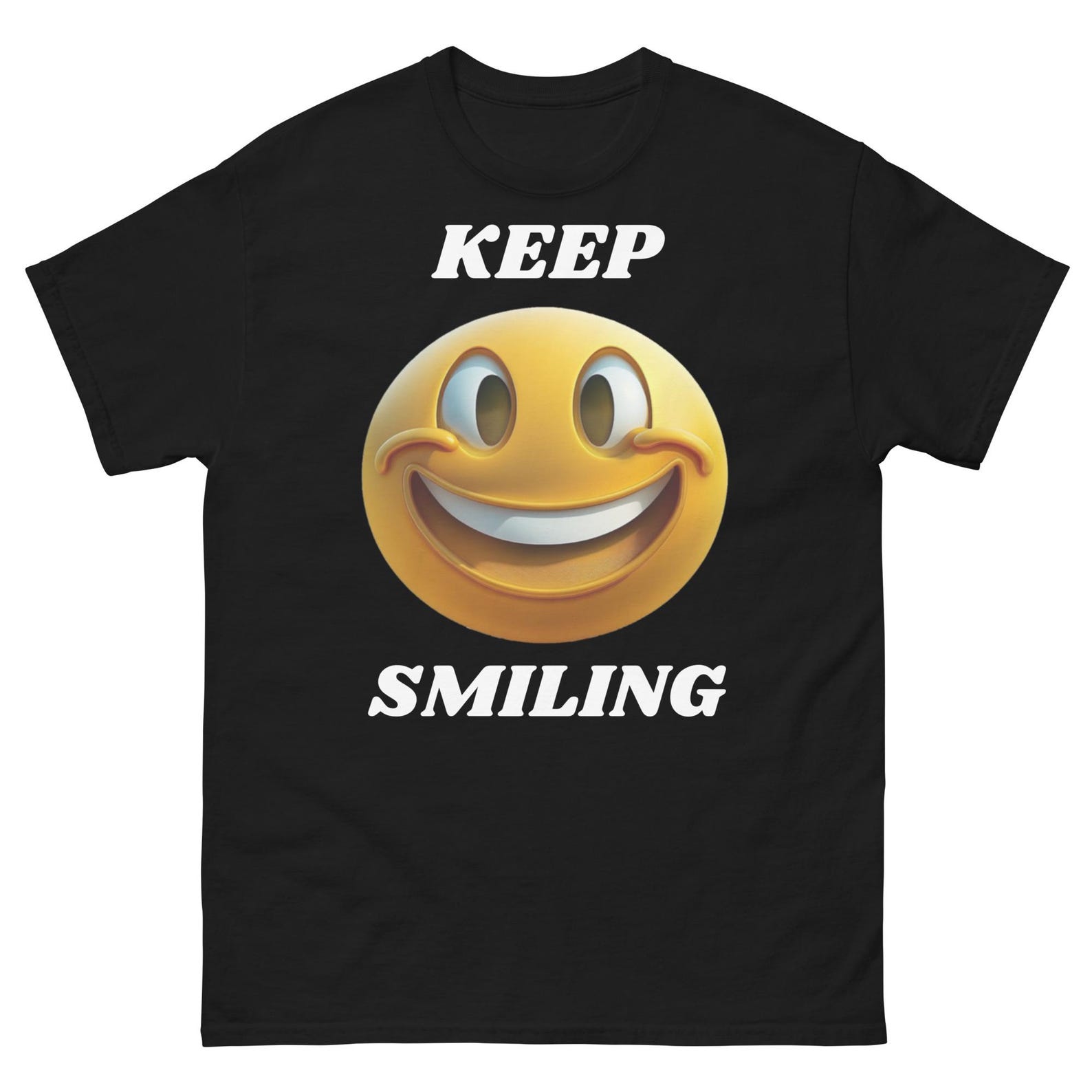 Spread Positivity Everywhere: Embrace Joy with Our Unisex Fit Smiling Graphic Tee (White) M