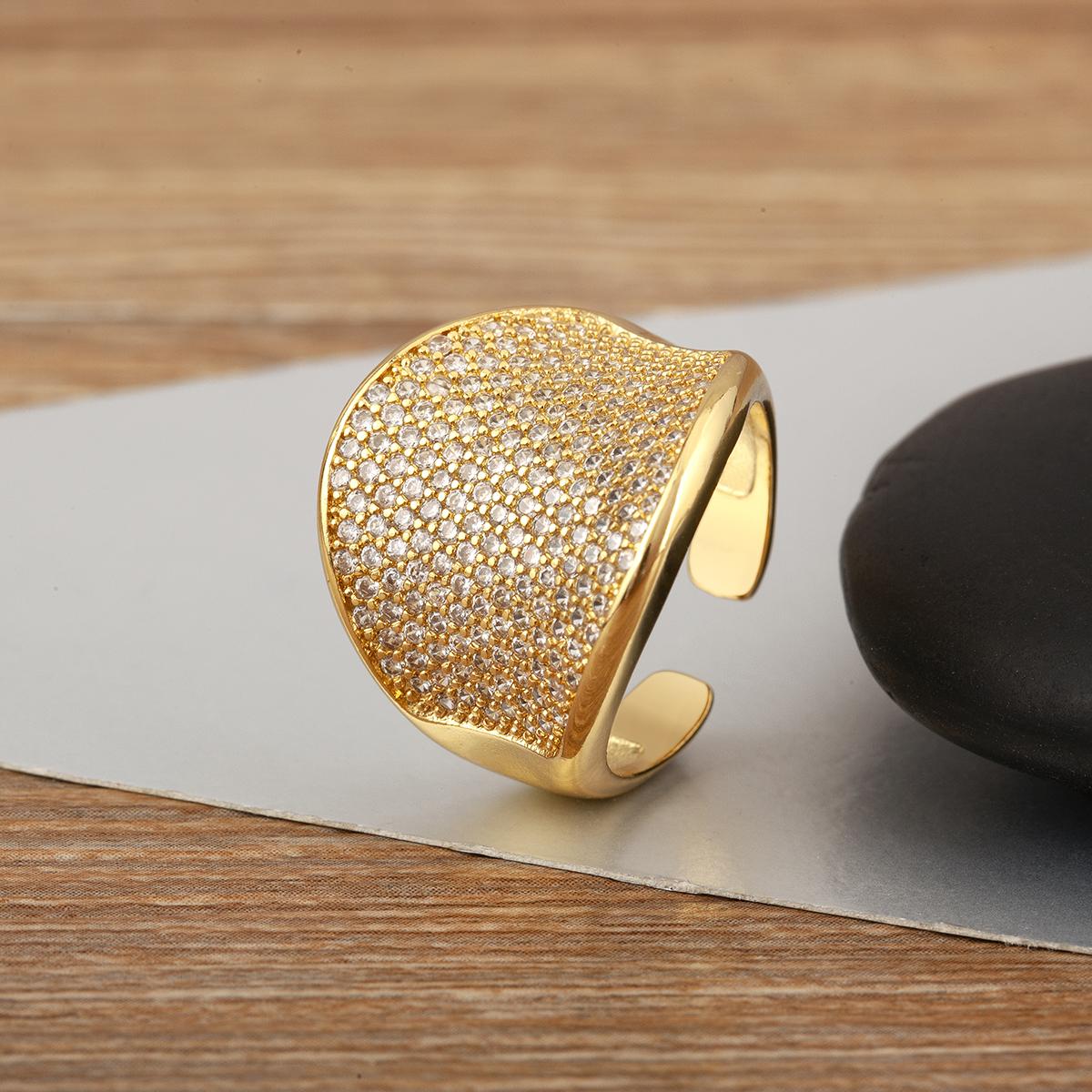 

Nidin High Quality Punk Style Full Shiny Crystal Zircon Open Rings Adjustable For Women Men Irregular Geometric Finger Jewelry resizable