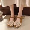 New Summer Women's Toe Slippers One Kick Suede Flowers  Shoes for Women Versatile Daily Commute Soft Sole Zapatillas De Mujer