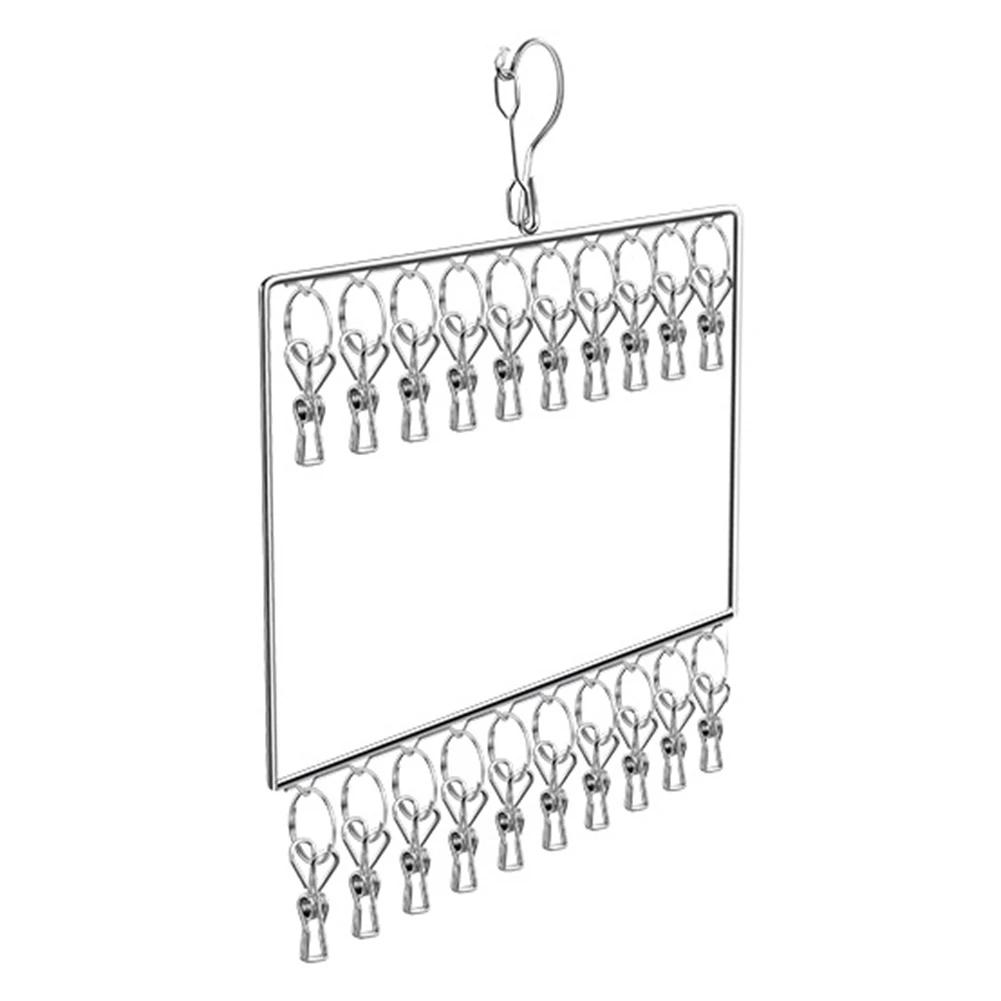 

Сушильная стойка из нержавеющей стали, многофункциональные зажимы для носков для спальни, балкона, 2/3-слойный органайзер для экономии места в шкафу