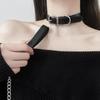 Red Feminine Choker Necklace: Leash-Style Collar and Clavicle Chain