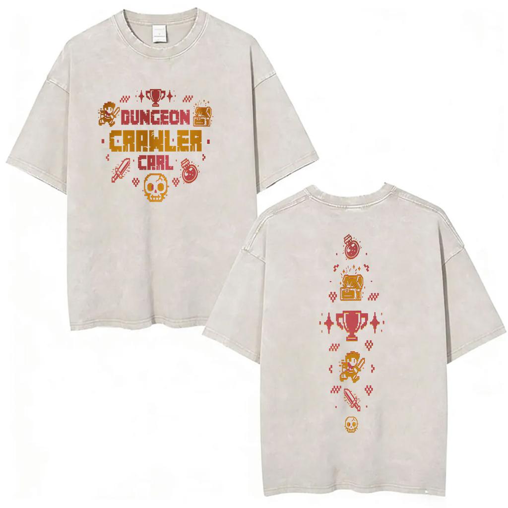 Hett Spel Dungeon Crawler Carl Vintage Tvättade T-shirts Prinsessamunk Rolig Katt Grafisk T-shirt Herr Dam Överdimensionerad Bomulls-T-shirt