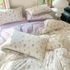Retro Pastoral Bed Sheet Four-piece Set, Four-season Washed Cotton Small Floral Quilt Cover