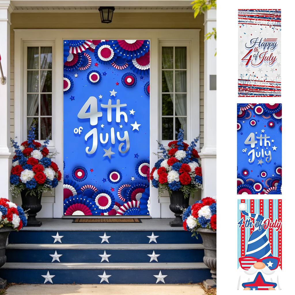 Fourth of July Tablecloth Disposable Plastic Table Cover with Happy 4th of July Print for Independence Day Party Decor