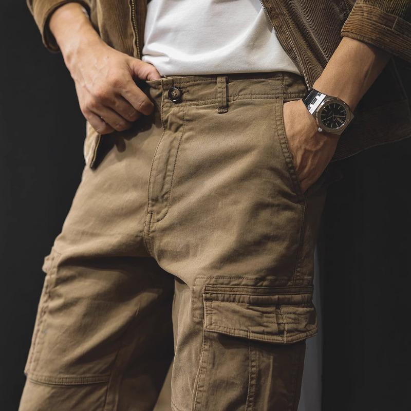 Pantaloni Cargo da Uomo S Vintage Paracadutista Gamba Dritta Multitasche