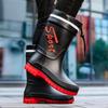 Fashion 2025Mid-calf Rain Boots Men Slip-On Waterproof Rubber Rain Shoes Work Mud Boots Warm Durable Non-Slip Boots Farming Fishing Camp