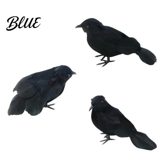 Festival Atmosphere Props Realistic Black Crow Halloween Decor Lifelike Feathered Raven Figurine Prop Scary Outdoor Yard Decor for Haunted
