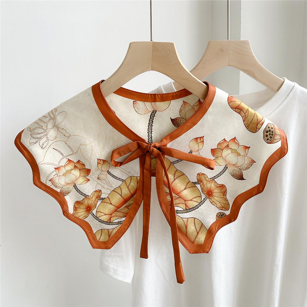 Women's Lightweight Shawl Scarf - Spring/Autumn, All-Match Print, Korean Chic Decorative False Collar