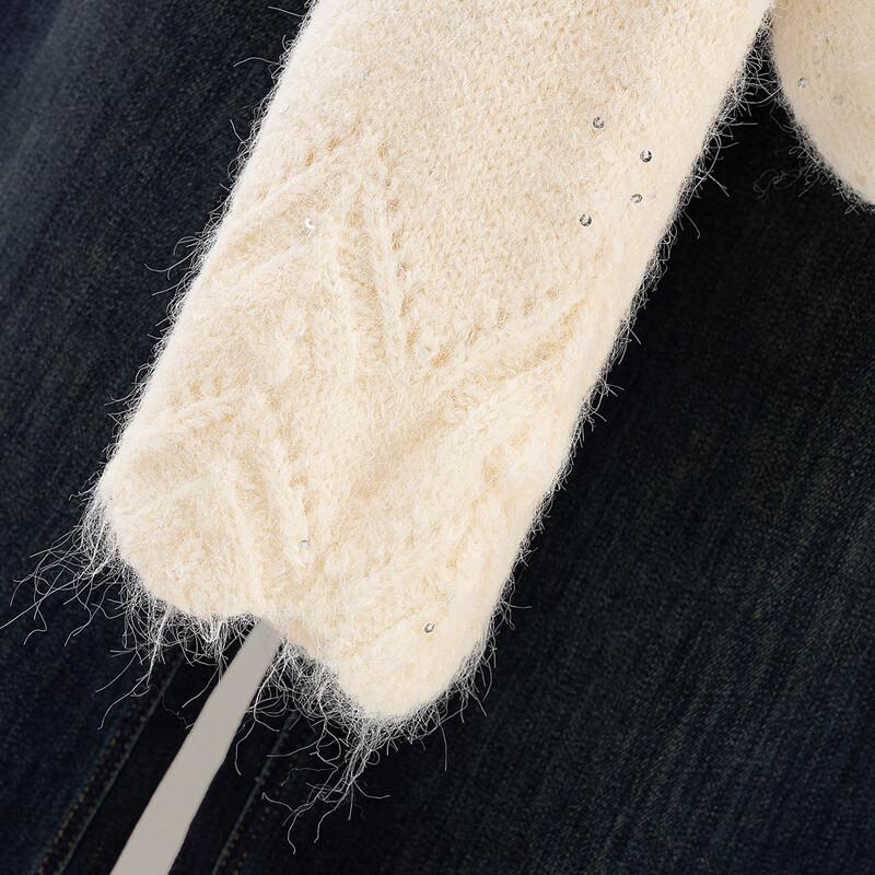 Women's Wool Blend Round Neck Long Sleeve Sweater