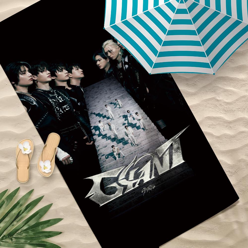 KPOP Music Towel Soft Pool Gift For Travel Gym Shower Camping Quick Dry Sports S-Stray K-Kids Large Beach Towel
