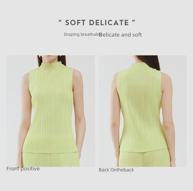 Miyake 2025 Sommer Damen Slim Ärmellos Stehkragen Weste - Vielseitiges Basic-Top